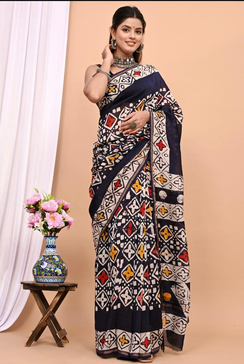 Beautiful Pure Chanderi Printed Silk Saree