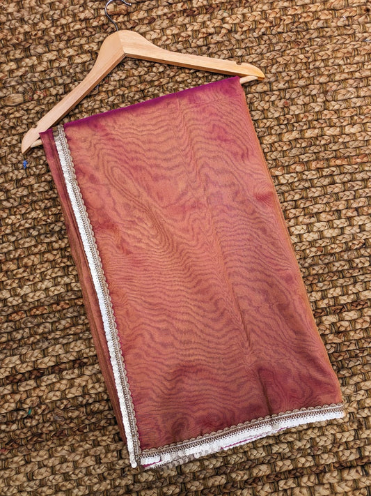 Banarasi tissue plain Saree With Lace