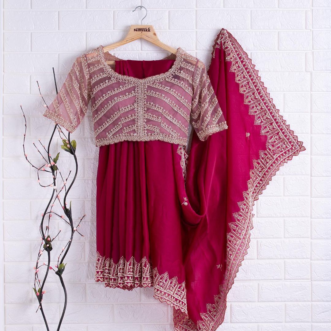 BEAUTIFUL HAND EMBROIDERED ZARDOSI WORK  ORGANZA  SAREE