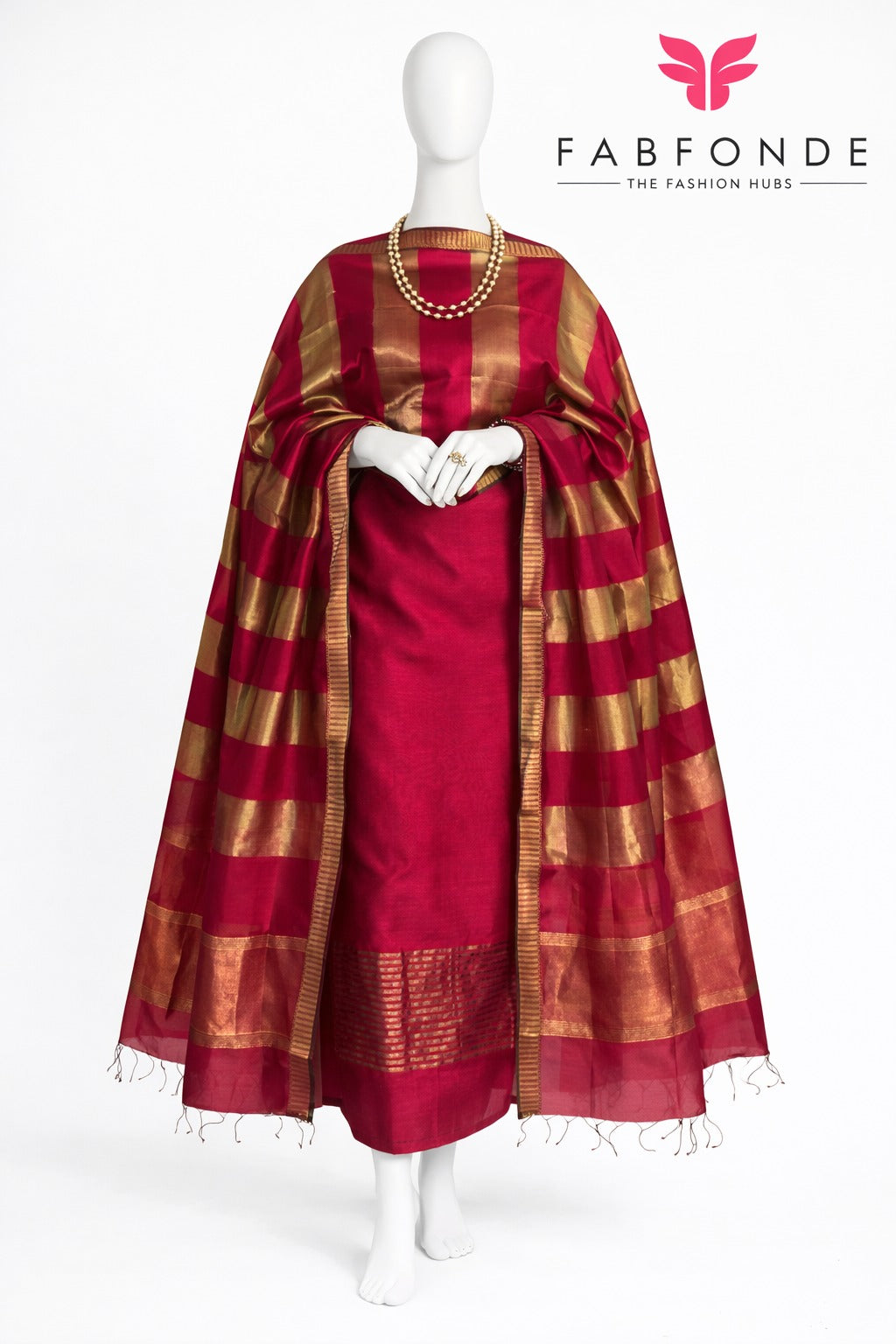 Pure Maheswari Silk Cotton Handwoven Unstitch Suit.