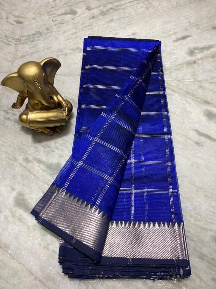 Pure Cotton Silk Mangalagiri Saree With Running Blouse.