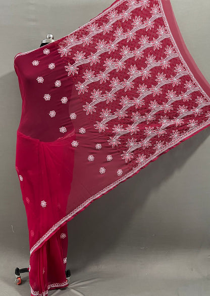 Pure Georgette Chikankari Work Saree.