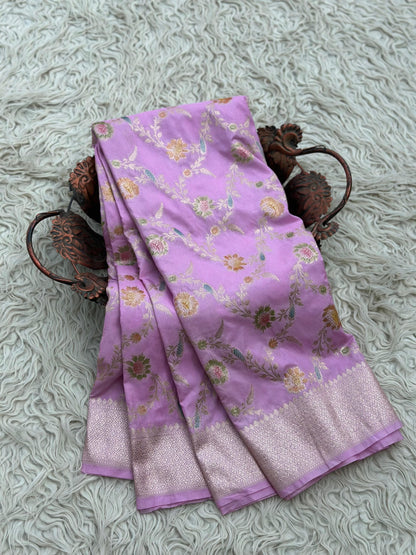 Banarasi Mashru Silk Allover Hand Brush dye Saree With Zari work.