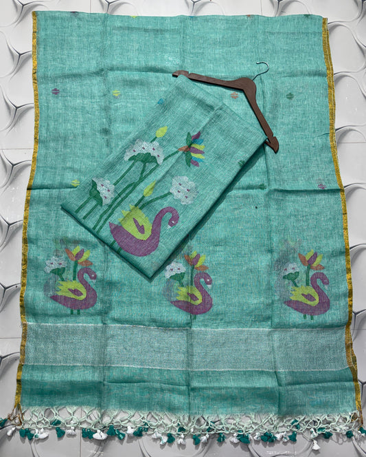 Pure Linen Jamdani Unstitch Suit.