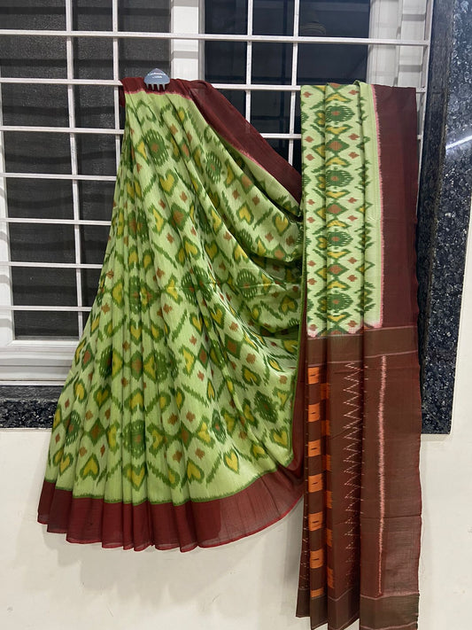 Beautiful Ikkat Cotton Saree With Blouse