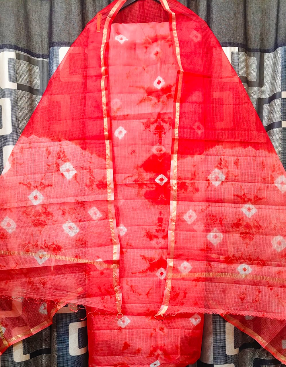 Pure Kota Doriya Silk Unstitched suit.