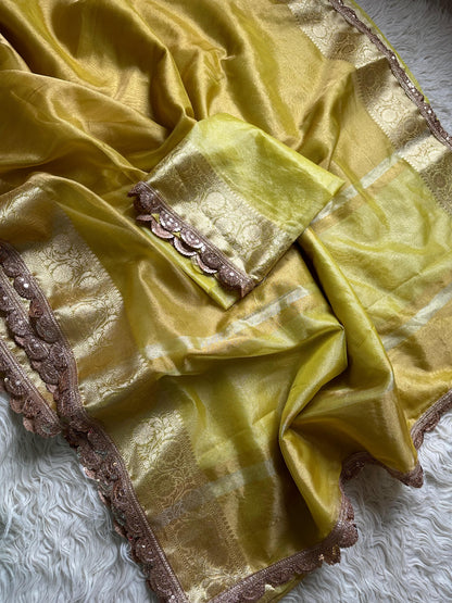 Banarasi Tissue lace Work Soft Silk Saree