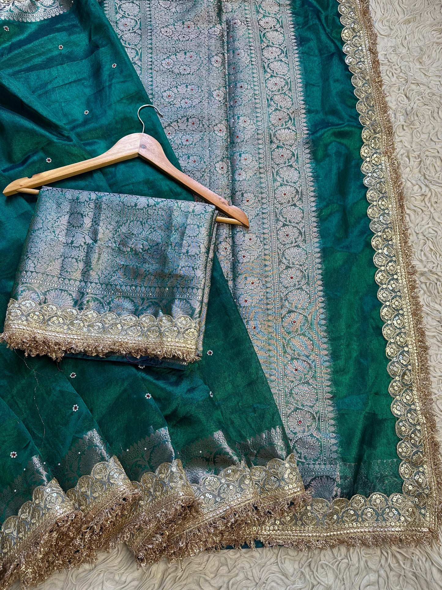 Banarasi Tissue lace Work Soft Silk Saree.