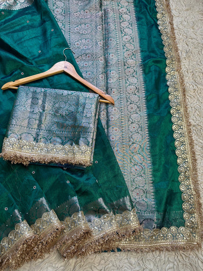 Banarasi Tissue lace Work Soft Silk Saree.