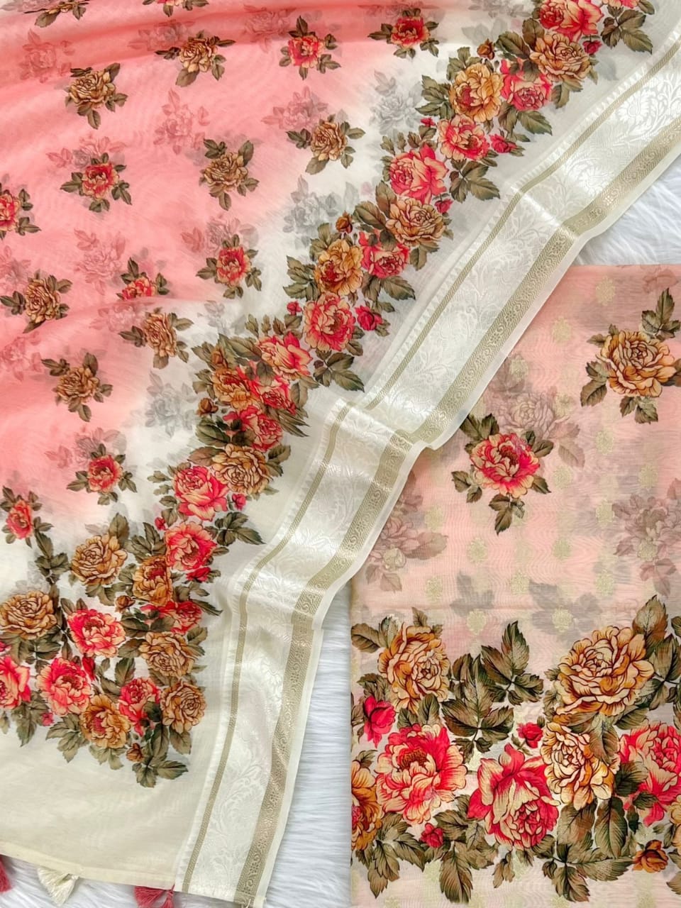 Banarasi Digital Printed Unstitched  Suit with Dupatta