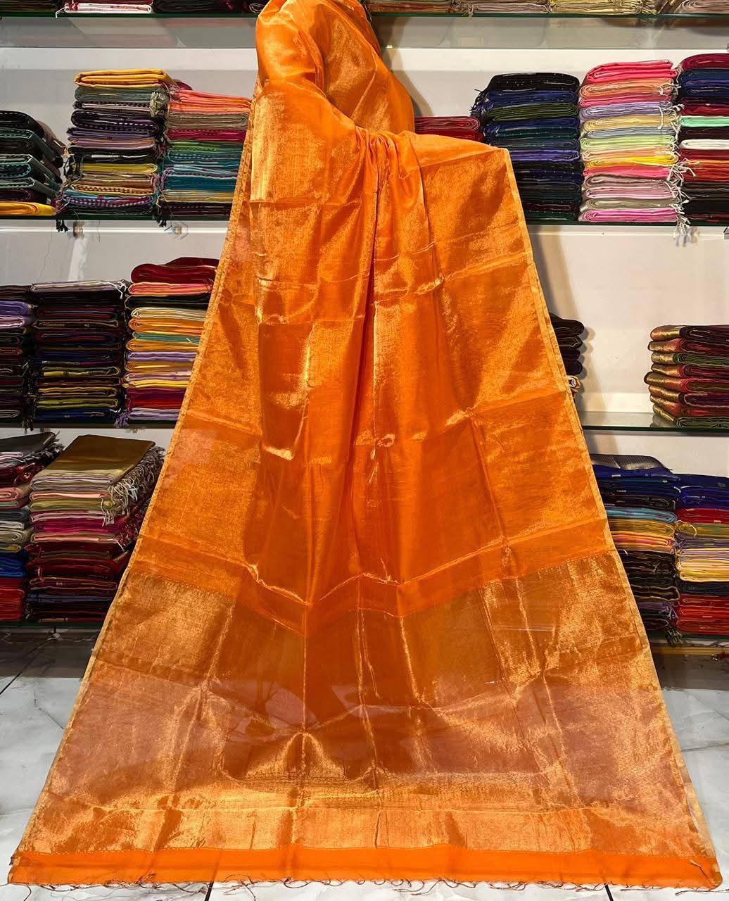 Tissue Linen Silk Saree with Blouse.