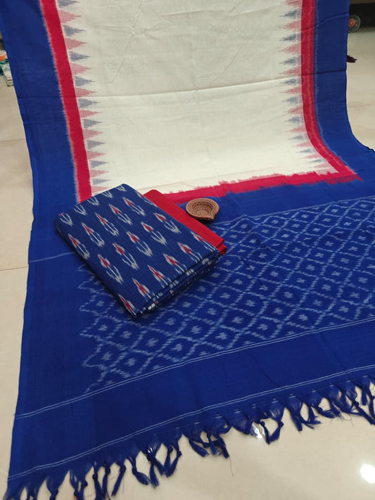 Pure Cotton Double Ikkat Unstitched Suit.
