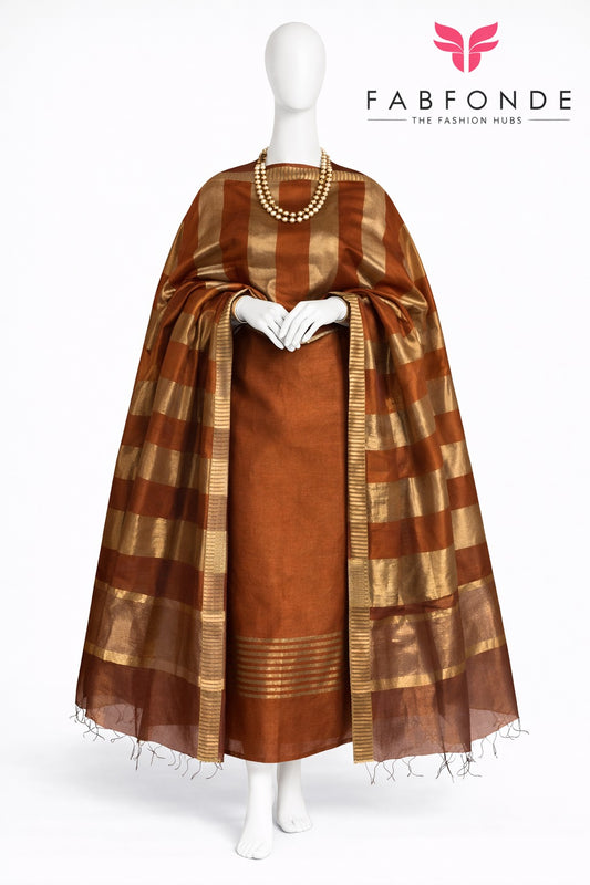 Pure Maheswari Silk Cotton Handwoven Unstitch Suit.