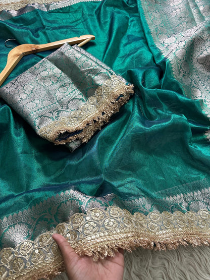 Banarasi Tissue lace Work Soft Silk Saree.