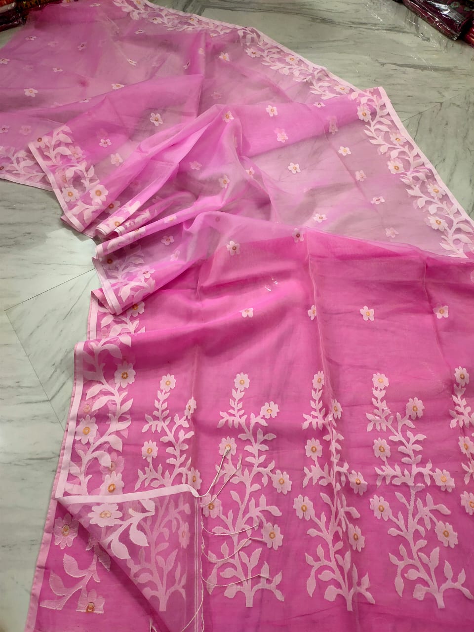 Pure Maslin Jamdani Saree