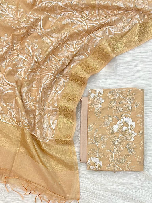 Banarasi Chanderi Embroidery Word Unstitched Suit