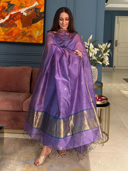 Pure Maheswari Silk Cotton Handwoven Unstitch Suit.