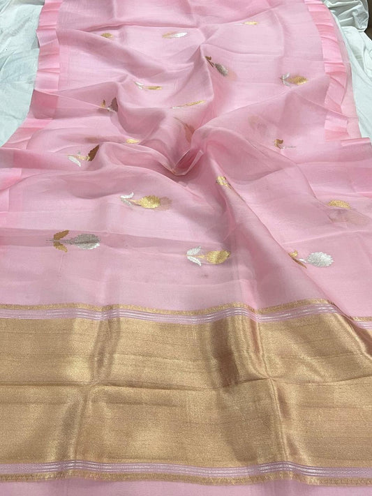 Banarasi Semi Georgette Very soft silk saree Designer Rich pallu