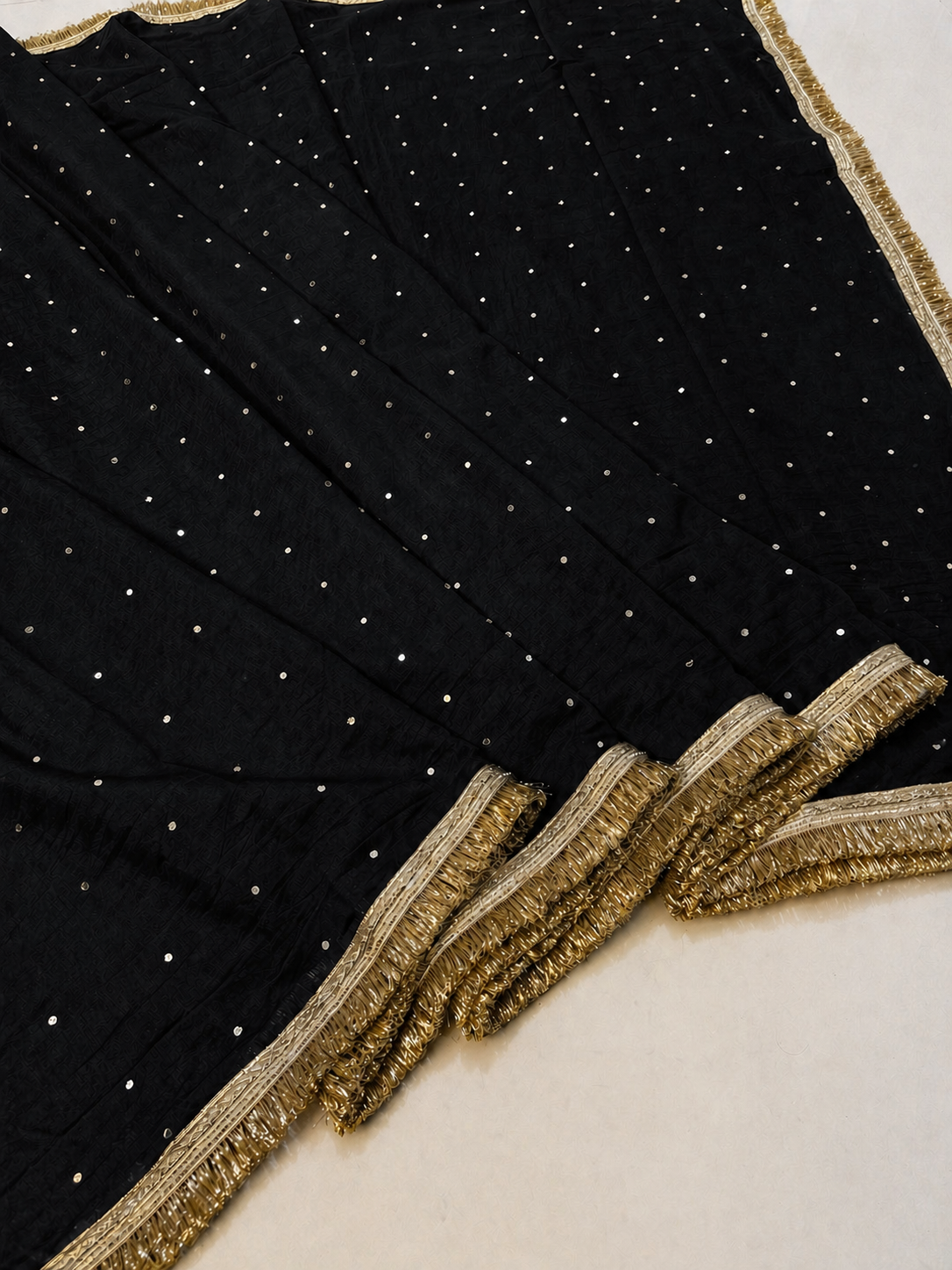 Banarasi Cotton Very soft Silk Saree with Mirror and Lace Work.
