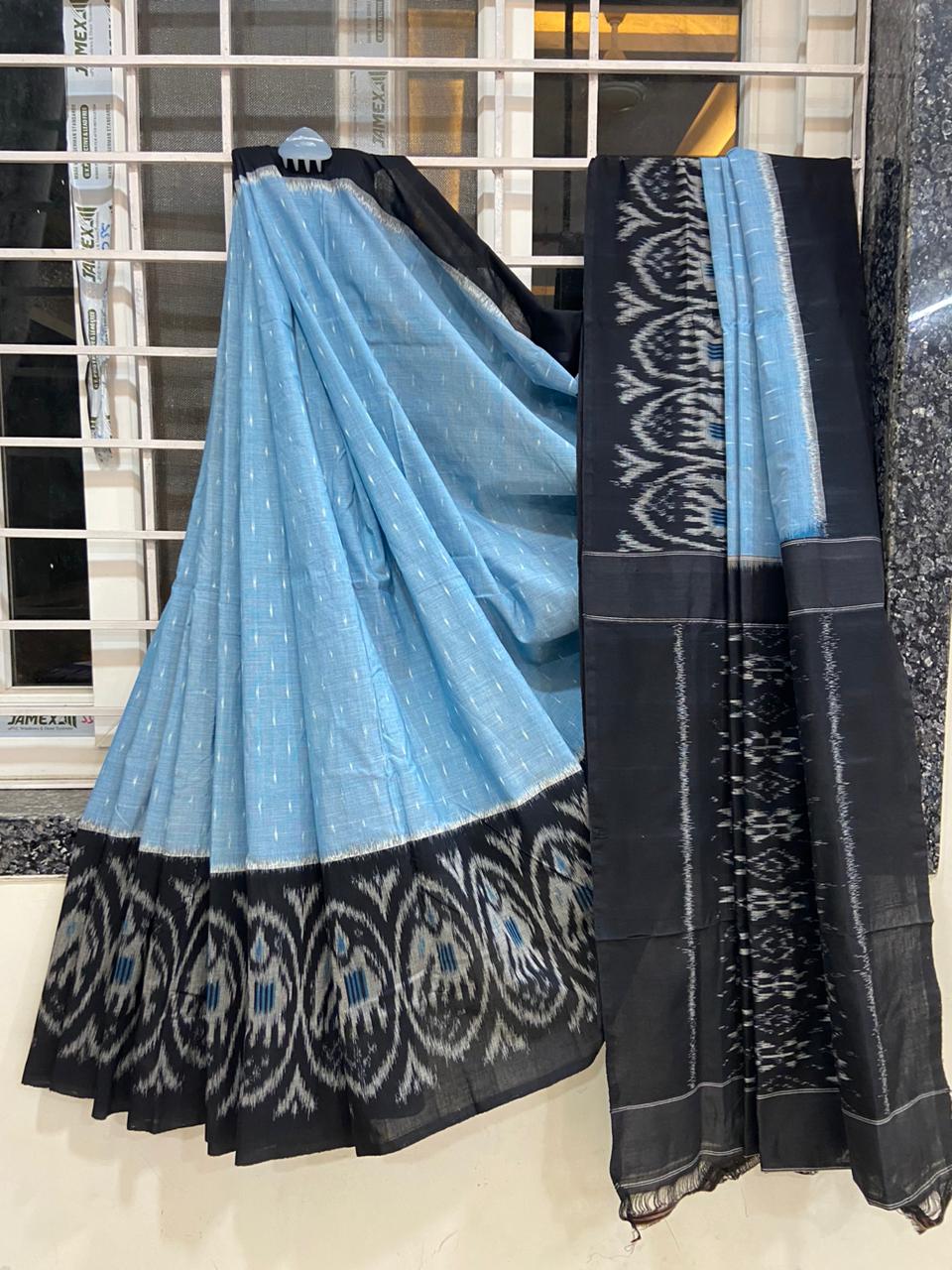 Beautiful Ikkat Cotton Saree With Blouse