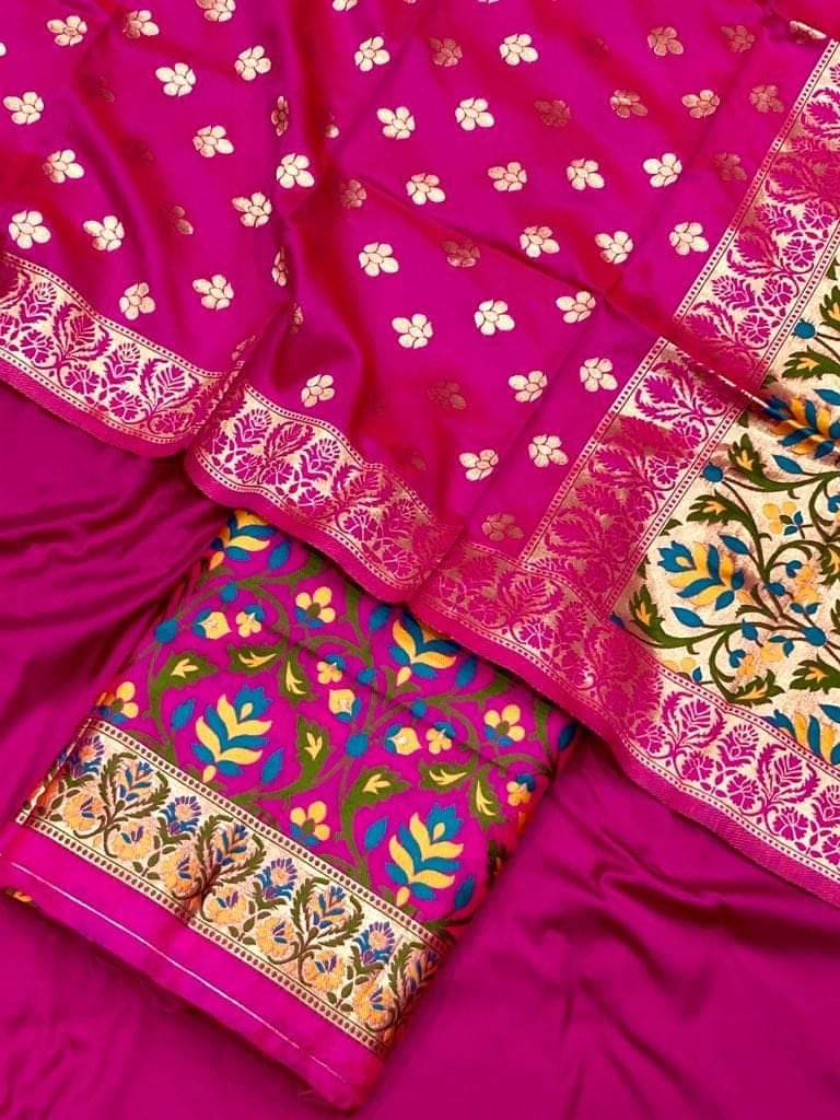 Beautiful Banarasi Silk Zari Work Unstitched Suit