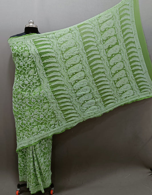 Pure Georgette Chikankari Work Saree.