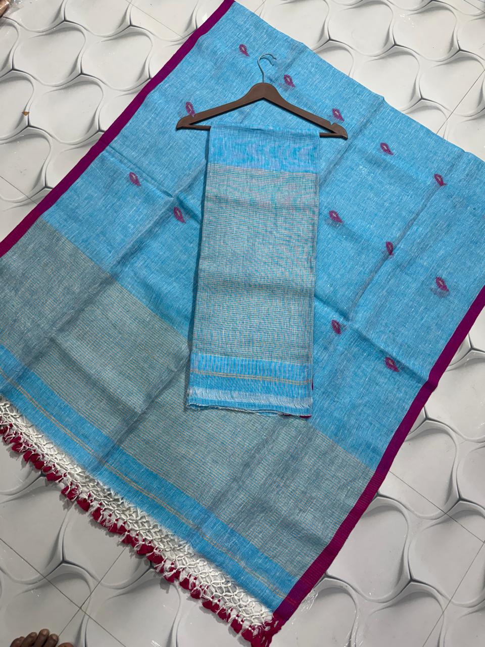 Pure Linen Jamdani Unstitch Suit.