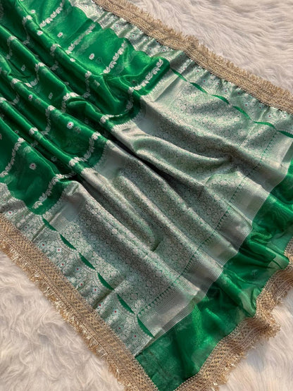 Banarasi Tissue Silk Tilfi Meena Work Saree.