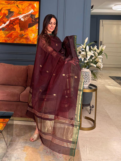 Pure Maheswari Silk Cotton Handwoven Unstitch Suit