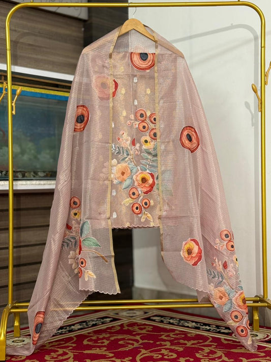 Banarasi  Tissue Silk Appliqué work Unstitched Suit