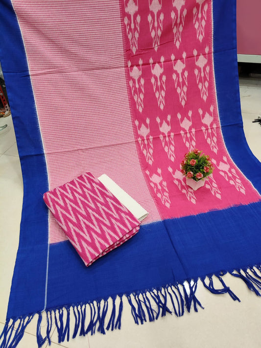 Pure Double Ikkat Cotton Unstitched Suit.
