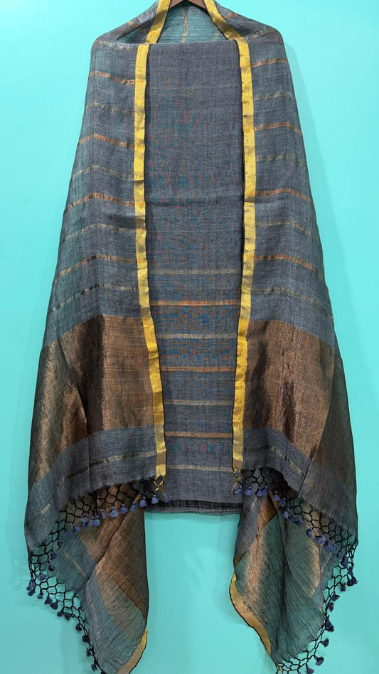 Pure Linen Jamdani Unstitch Suit.