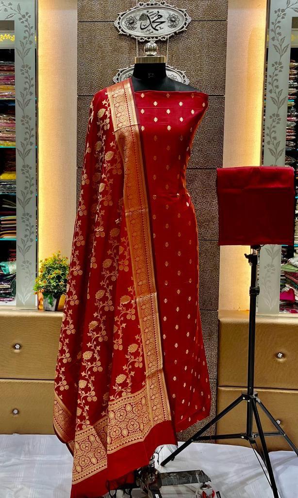 Beautiful Banarasi Silk Zari Work Unstitched Suit