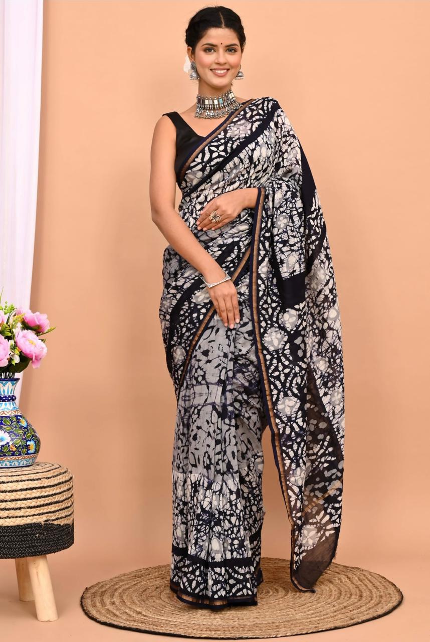 Beautiful Pure Chanderi Printed Silk Saree