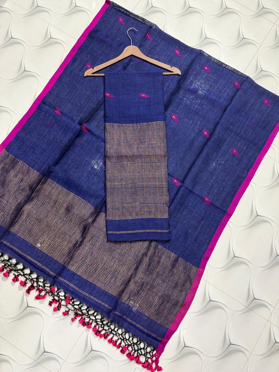 Pure Linen Jamdani Unstitch Suit.