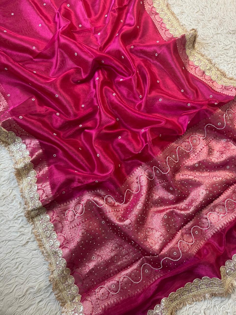 Banarasi Tissue lace Work Soft Silk Saree.