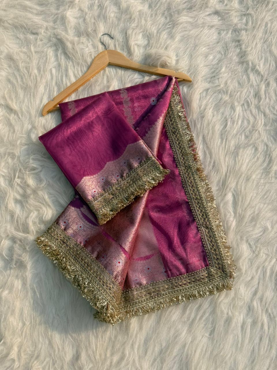 Banarasi Tissue Silk Tilfi Meena Work Saree.