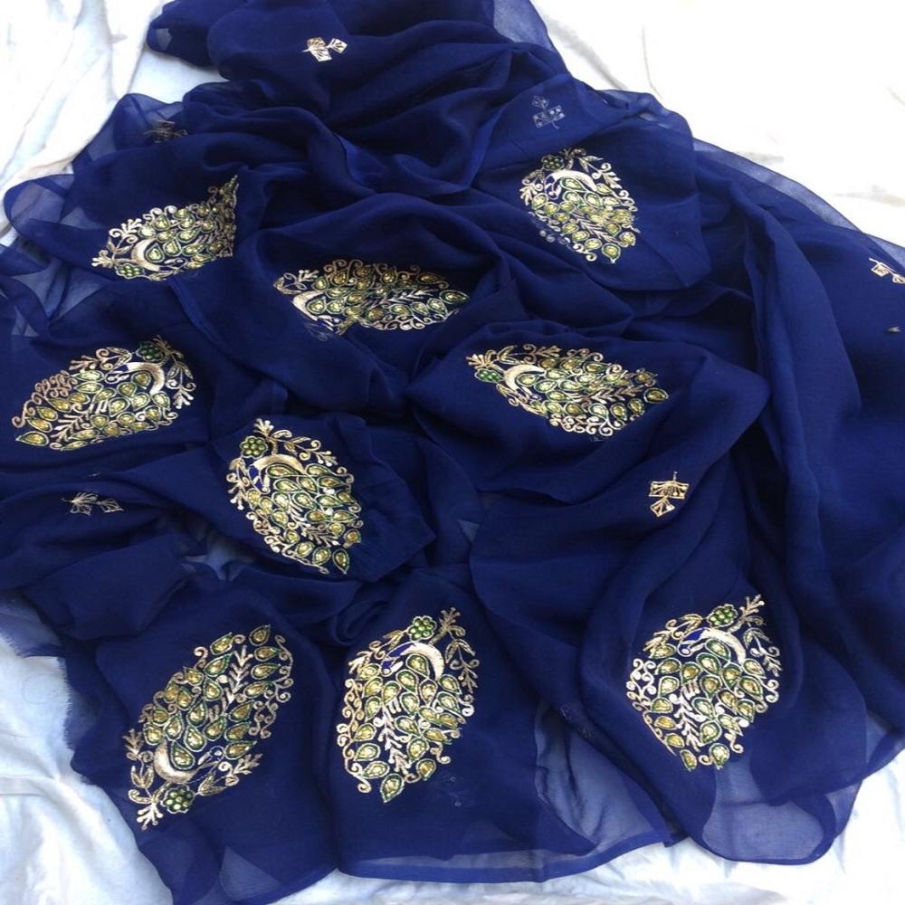 Pure chiffon hand work Saree