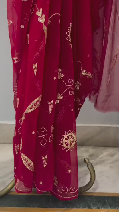 BEAUTIFUL SEQUENCE AND ZARI EMBROIDERY WORK  DAIMOND CHIFFON