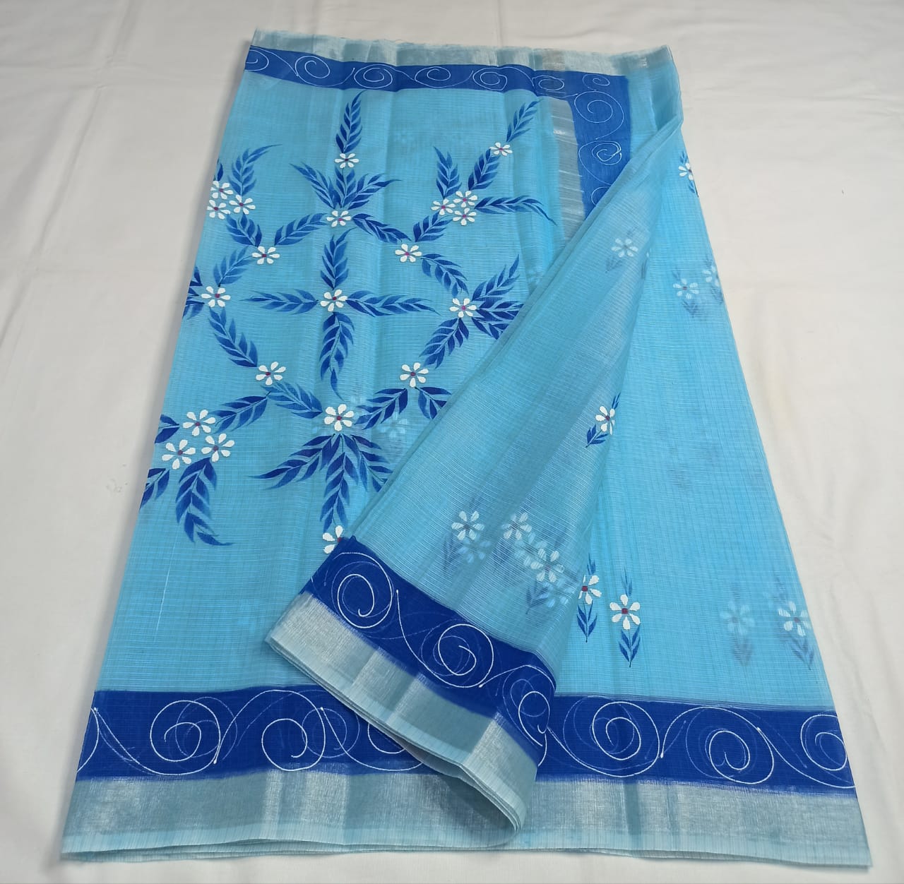 Pure Kota Doriya Hand Painting Saree With Blouse