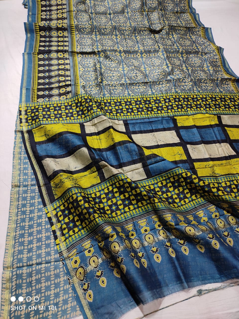 PURE CHANDERI SILK SAREE WITH AZRAK & PATOLA PRINT WITH BLOUSE