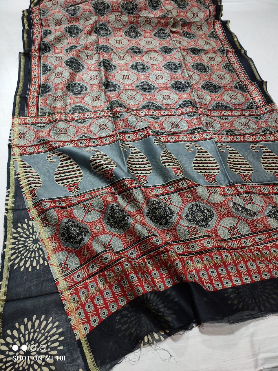 PURE CHANDERI SILK SAREE WITH AZRAK & PATOLA PRINT WITH BLOUSE