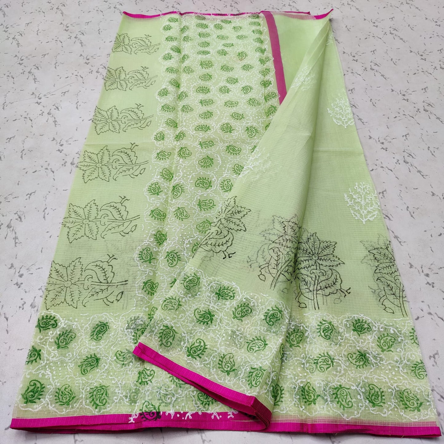 Pure Kota Doriya Block Printed Saree With Blouse