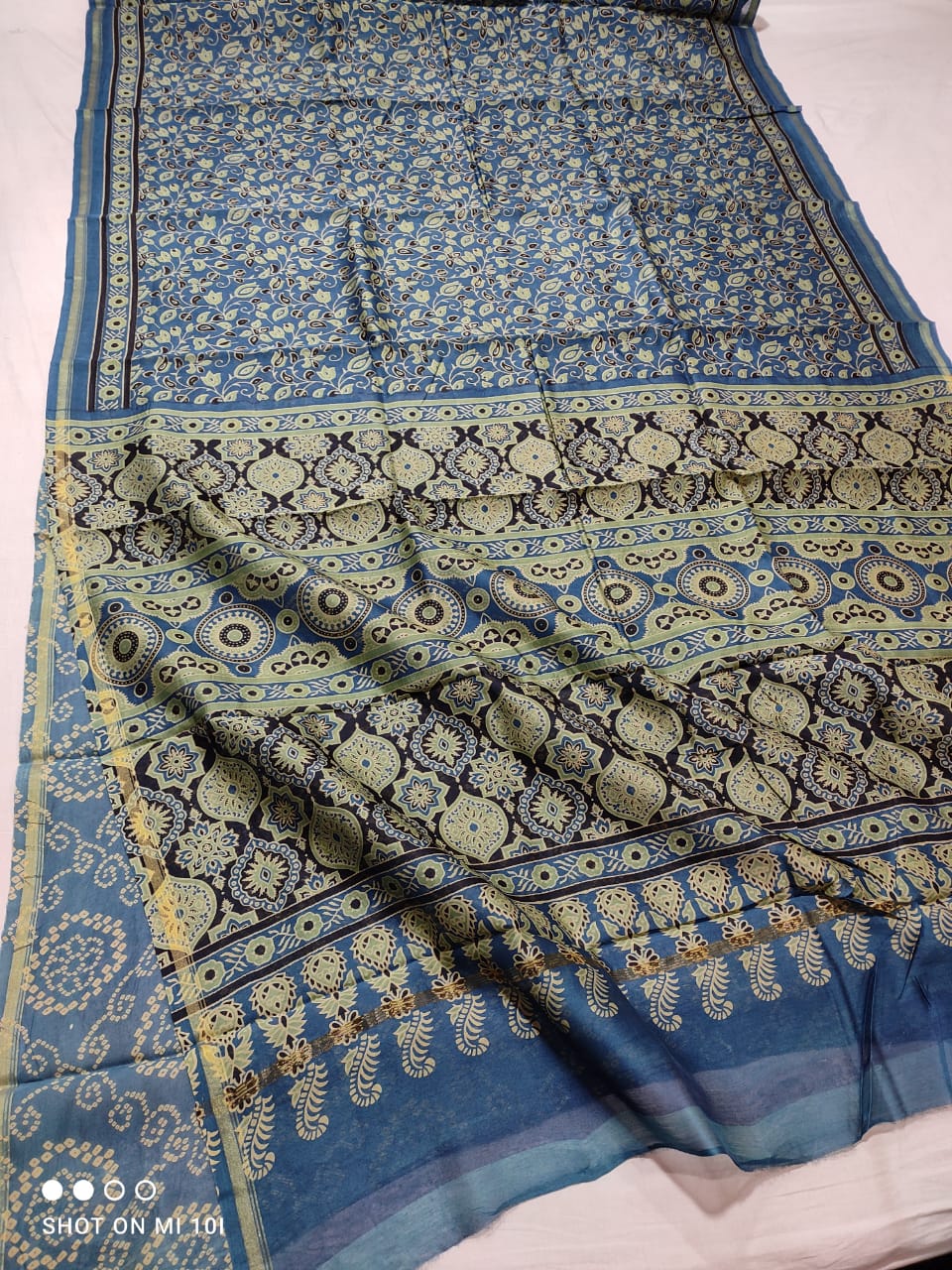 PURE CHANDERI SILK SAREE WITH AZRAK & PATOLA PRINT WITH BLOUSE