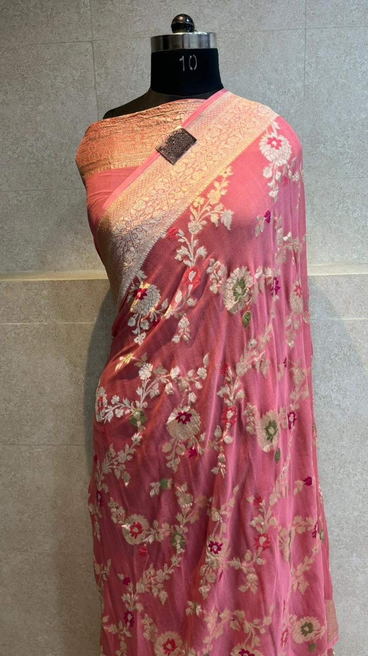 Banarasi Semi Georgette Very Soft Silk Saree With Blouse