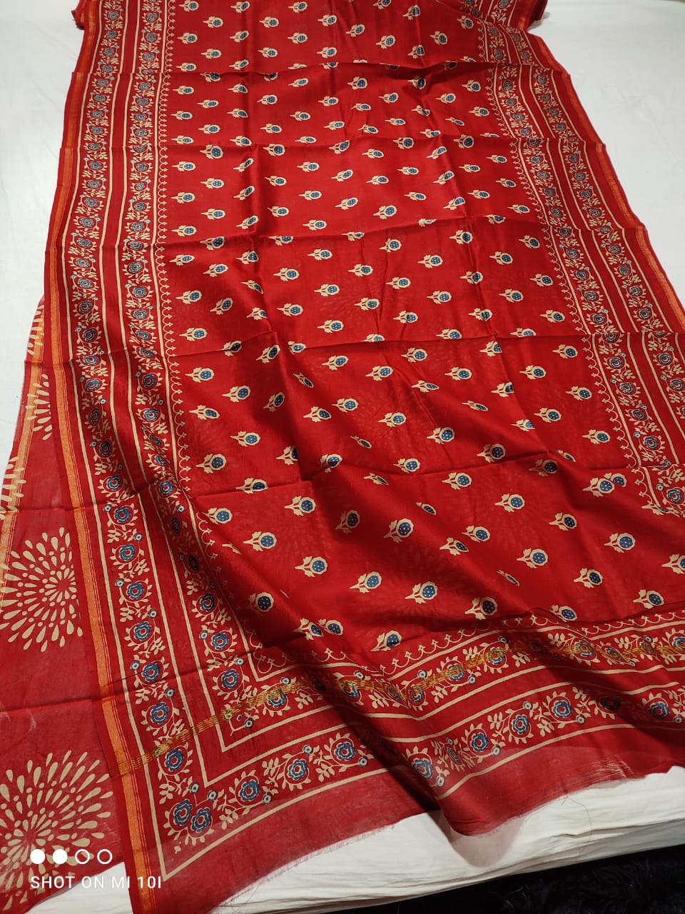 PURE CHANDERI SILK SAREE WITH AZRAK & PATOLA PRINT WITH BLOUSE