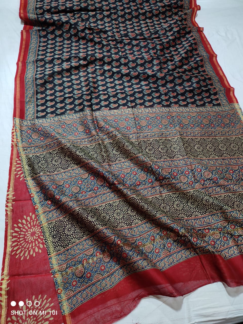 PURE CHANDERI SILK SAREE WITH AZRAK & PATOLA PRINT WITH BLOUSE