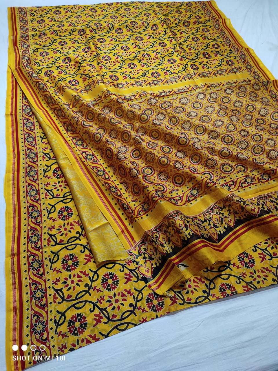 PURE CHANDERI SILK SAREE WITH AZRAK & PATOLA PRINT WITH BLOUSE