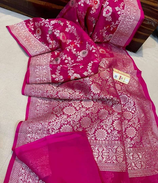 Banarasi Semi Georgette Very Soft Silk Saree With Blouse