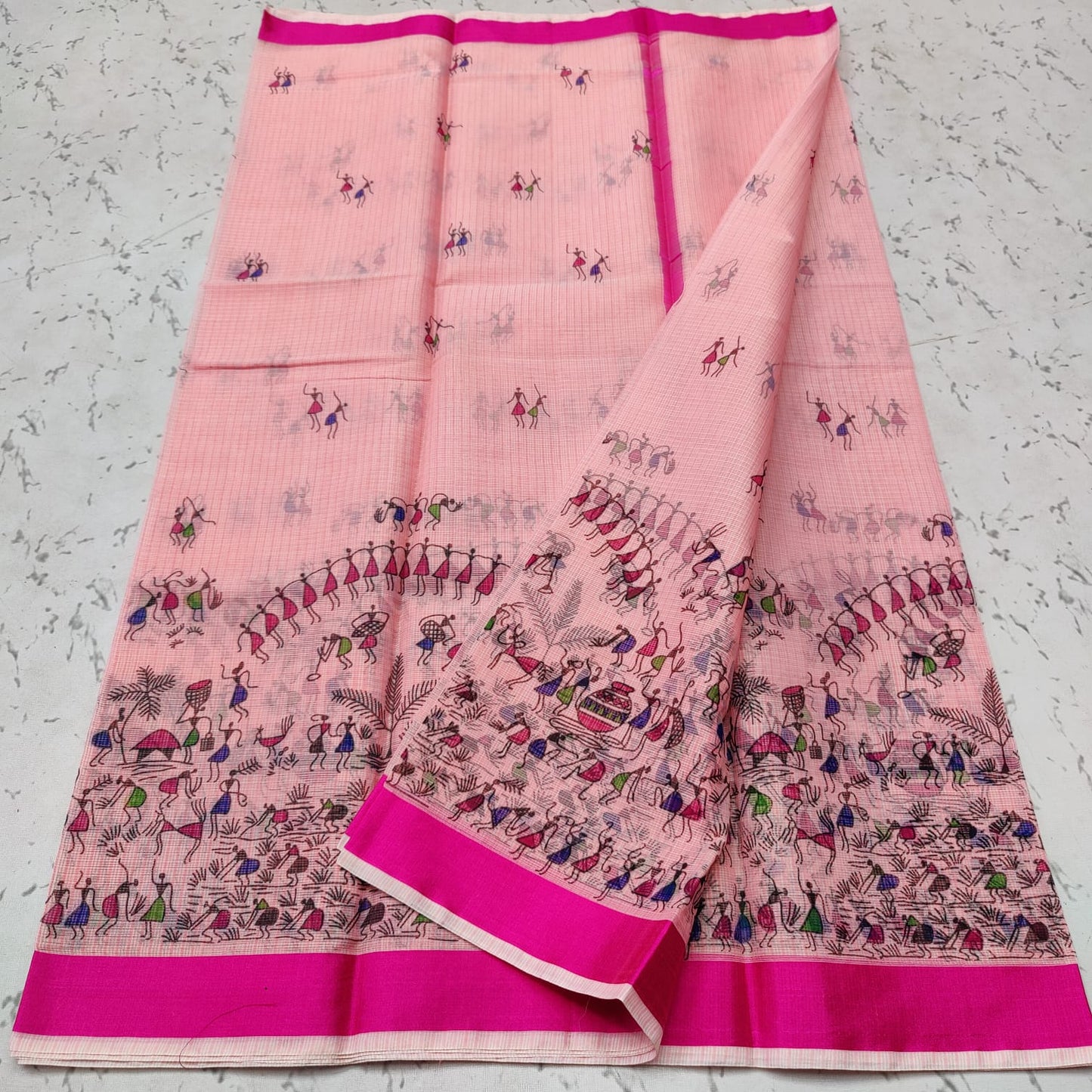 Pure Kota Doriya Block Printed Saree With Blouse